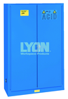 Acid Storage Cabinet - #5544 - 43 x 18 x 65" - 45 Gallon - w/2 shelves, three poly trays, 2-door manual close - Blue Only - Exact Tooling