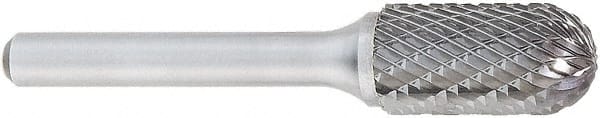 OSG - 12mm Cut Diam, 6mm Shank Diam, Cylinder with Radius Head Burr - Carbide, Radius End, 25mm LOC, 50mm OAL - Exact Tooling