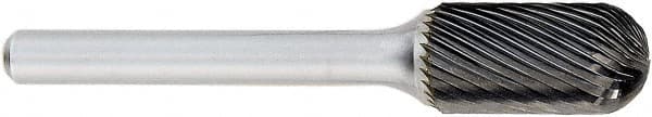 OSG - 9mm Cut Diam, 6mm Shank Diam, Tree with Radius Head Fluted Cut Burr - Carbide, Radius End, 19mm LOC, 50mm OAL - Exact Tooling