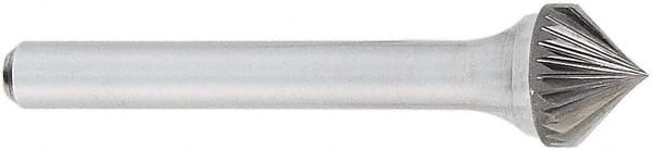OSG - 6mm Cut Diam, 6mm Shank Diam, Cone Head Fluted Cut Burr - Carbide, Point End, 90mm LOC, 50mm OAL - Exact Tooling