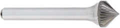 OSG - 6mm Cut Diam, 6mm Shank Diam, Cone Head Fluted Cut Burr - Carbide, Point End, 90mm LOC, 50mm OAL - Exact Tooling