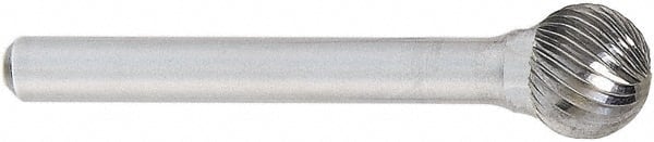 OSG - 5mm Cut Diam, 6mm Shank Diam, Ball Head Fluted Cut Burr - Carbide, 50mm OAL - Exact Tooling