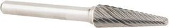 OSG - 3/8" Cut Diam, 1/4" Shank Diam, Cone Head Fluted Cut Burr - Carbide, Radius End, 1-1/16" LOC, 2" OAL - Exact Tooling