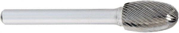 OSG - 25mm Cut Diam, 6mm Shank Diam, Oval Head Fluted Cut Burr - Carbide, Radius End, 25mm LOC, 50mm OAL - Exact Tooling