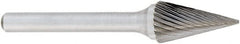 OSG - 9mm Cut Diam, 6mm Shank Diam, Cone Head Fluted Cut Burr - Carbide, 16mm LOC, 50mm OAL - Exact Tooling