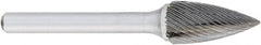 OSG - 8mm Cut Diam, 6mm Shank Diam, Tree Head Fluted Cut Burr - Carbide, Point End, 19mm LOC, 50mm OAL - Exact Tooling
