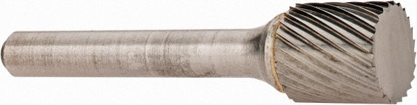 OSG - 1/2" Cut Diam, 1/4" Shank Diam, Cylinder Head Fluted Cut Burr - Carbide, Flat End, 1/2" LOC, 2" OAL - Exact Tooling