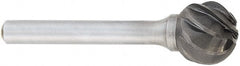OSG - 9mm Cut Diam, 6mm Shank Diam, Ball Head Fluted Cut Burr - Carbide, 50mm OAL - Exact Tooling