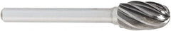 OSG - 16mm Cut Diam, 6mm Shank Diam, Oval Head Fluted Cut Burr - Carbide, Radius End, 25mm LOC, 50mm OAL - Exact Tooling