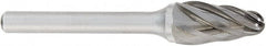 OSG - 3/4" Cut Diam, 1/4" Shank Diam, Tree with Radius Head Fluted Cut Burr - Carbide, Radius End, 1-1/4" LOC, 2" OAL - Exact Tooling