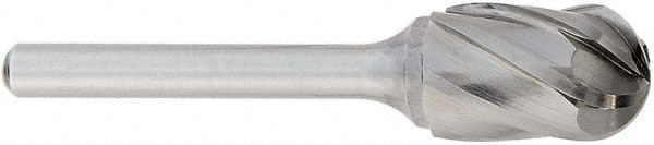 OSG - 9mm Cut Diam, 6mm Shank Diam, Cylinder with Radius Head Fluted Cut Burr - Carbide, Radius End, 19mm LOC, 50mm OAL - Exact Tooling
