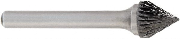 OSG - 6mm Cut Diam, 6mm Shank Diam, Cone Head Burr - Carbide, Point End, 60mm LOC, 50mm OAL - Exact Tooling