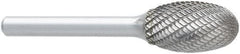 OSG - 9mm Cut Diam, 6mm Shank Diam, Oval Head Burr - Carbide, Radius End, 16mm LOC, 50mm OAL - Exact Tooling