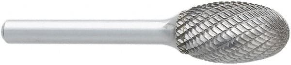 OSG - 3/8" Cut Diam, 1/4" Shank Diam, Oval Head Burr - Carbide, Radius End, 5/8" LOC, 2" OAL - Exact Tooling