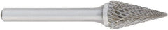 OSG - 9mm Cut Diam, 6mm Shank Diam, Cone Head Burr - Carbide, Point End, 16mm LOC, 50mm OAL - Exact Tooling