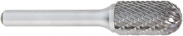 OSG - 16mm Cut Diam, 6mm Shank Diam, Cylinder with Radius Head Burr - Carbide, Radius End, 25mm LOC, 50mm OAL - Exact Tooling