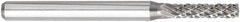 OSG - 3/32" Cut Diam, 1/8" Shank Diam, Cylinder with Radius Head Burr - Carbide, Radius End, 7/16" LOC, 1-1/2" OAL - Exact Tooling