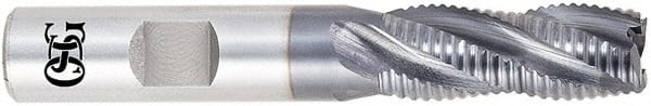 OSG - 1/2" Diam, 1/2" LOC, 3 Flute Cobalt Roughing Square End Mill - TiCN Finish, 2-1/2" OAL, 1/2" Shank Diam, Single End, Centercutting - Exact Tooling