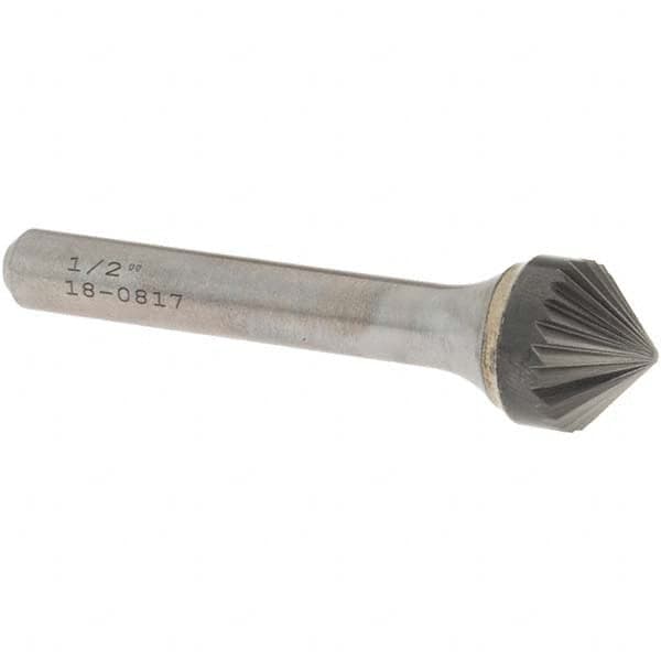 OSG - 1/2" Head Diam, 1/4" Shank Diam, 24 Flute 90° Solid Carbide Countersink - Exact Tooling