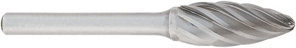 OSG - 9mm Cut Diam, 6mm Shank Diam, Oval Head Fluted Cut Burr - Carbide, Radius End, 16mm LOC, 50mm OAL - Exact Tooling