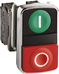Square D - 0.87 Inch Mount Hole, Flush, Pushbutton Switch Only - Rectangle, Green and Red Pushbutton, Illuminated, Momentary (MO), Shock and Vibration Resistant - Exact Tooling