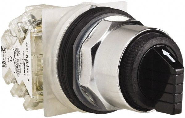 Square D - 30mm Mount Hole, 3 Position, Selector Switch Only - Black, Maintained (MA), Nonilluminated - Exact Tooling