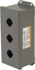 Square D - 3 Hole, 30mm Hole Diameter, Steel Pushbutton Switch Enclosure - 5-1/4 Inch High x 4.17 Inch Wide x 3.62 Inch Deep, 1, 3, 15 NEMA Rated - Exact Tooling