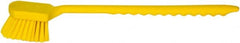 PRO-SOURCE - 1-3/4" Bristle Length, Plastic Utility Scrub Brush - 4-1/2" Long x 3-3/4" Wide Head, 20" OAL, Long Handle, Yellow, Foam Block - Exact Tooling