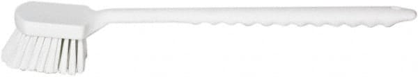 PRO-SOURCE - 1-3/4" Bristle Length, Plastic Utility Scrub Brush - 4-1/2" Long x 3-3/4" Wide Head, 20" OAL, Long Handle, White, Foam Block - Exact Tooling