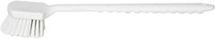 PRO-SOURCE - 1-3/4" Bristle Length, Plastic Utility Scrub Brush - 4-1/2" Long x 3-3/4" Wide Head, 20" OAL, Long Handle, White, Foam Block - Exact Tooling