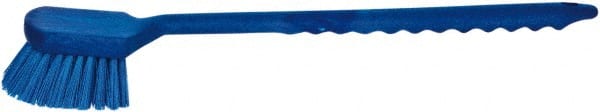 PRO-SOURCE - 1-3/4" Bristle Length, Plastic Utility Scrub Brush - 4-1/2" Long x 3-3/4" Wide Head, 20" OAL, Long Handle, Blue, Foam Block - Exact Tooling