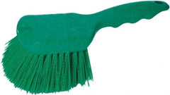 PRO-SOURCE - 1-3/4" Bristle Length, Plastic Utility Scrub Brush - 4-1/2" Long x 3-3/4" Wide Head, 8-1/2" OAL, Short Handle, Green, Foam Block - Exact Tooling