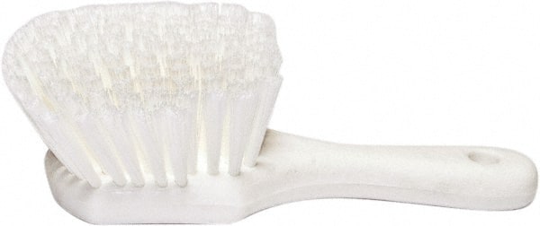 PRO-SOURCE - 1-3/4" Bristle Length, Plastic Utility Scrub Brush - 4-1/2" Long x 3-3/4" Wide Head, 8-1/2" OAL, Short Handle, White, Foam Block - Exact Tooling