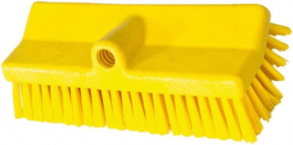 PRO-SOURCE - 1-3/4" Bristle Length, Polypropylene Food Service Brush - 10" Long x 5" Wide Head, 20" OAL, Long Handle, Yellow, Foam Block - Exact Tooling