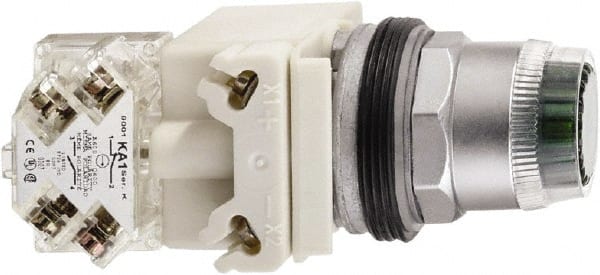 Schneider Electric - 1.18 Inch Mount Hole, Extended Straight, Pushbutton Switch - Round, Green Pushbutton, Illuminated, Momentary (MO), Weatherproof, Dust and Oil Resistant - Exact Tooling