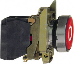 Square D - 0.87 Inch Mount Hole, Flush, Pushbutton Switch Only - Round, Red Pushbutton, Nonilluminated, Momentary (MO), Shock and Vibration Resistant - Exact Tooling