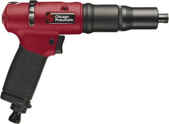 Chicago Pneumatic - 1/4" Bit Holder, 1,000 RPM, Pistol Grip Handle Air Screwdriver - 0.73 to 5-1/2 Ft/Lb Torque, 1/4" Inlet, 5.25 CFM - Exact Tooling