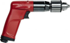 Chicago Pneumatic - 1/4" Keyed Chuck - Pistol Grip Handle, 3,300 RPM, 2.25 LPS, 4.75 CFM, 0.5 hp, 90 psi - Exact Tooling