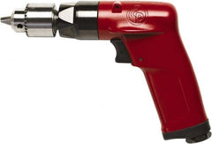 Chicago Pneumatic - 1/4" Keyed Chuck - Pistol Grip Handle, 2,400 RPM, 2.25 LPS, 4.75 CFM, 0.5 hp, 90 psi - Exact Tooling