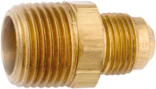 ANDERSON METALS - 1/2" Tube OD, 45° Lead Free Brass Flared Tube Male Connector - 1/4 NPT, Flare x MNPT Ends - Exact Tooling