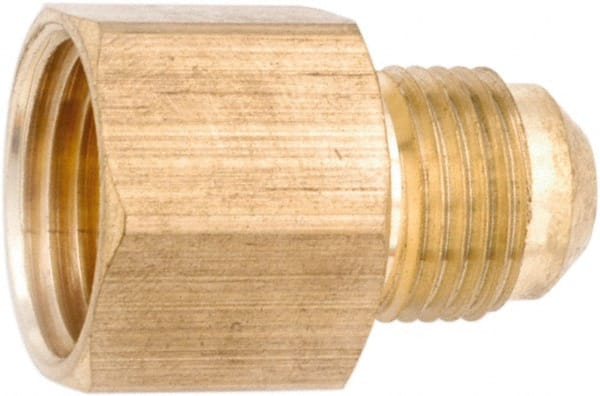 ANDERSON METALS - 1/2" Tube OD, 45° Lead Free Brass Flared Tube Female Connector - 1/4 NPT, Flare x FNPT Ends - Exact Tooling