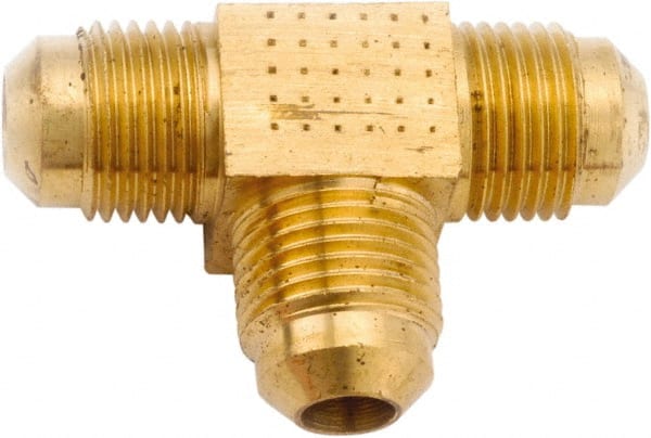 ANDERSON METALS - 5/16" Tube OD, 45° Lead Free Brass Flared Tube Union Tee - Flare x Flare x Flare Ends - Exact Tooling