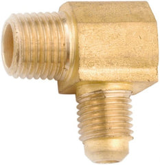 ANDERSON METALS - 3/8" Tube OD, 45° Lead Free Brass Flared Tube Male Elbow - 1/2 NPT, Flare x MNPT Ends - Exact Tooling