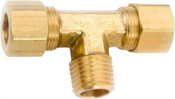 ANDERSON METALS - 5/8" OD, Lead Free Brass Male Branch Tee - 150 Max Working psi, Comp x Comp x MNPT Ends - Exact Tooling