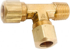 ANDERSON METALS - 1/4" OD, Lead Free Brass Male Run Tee - 300 Max Working psi, Comp x MNPT x Comp Ends - Exact Tooling