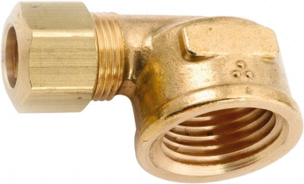 ANDERSON METALS - 1/8" OD, Lead Free Brass Female Elbow - 400 Max Working psi, Comp x FNPT Ends - Exact Tooling