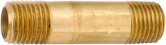 ANDERSON METALS - 3" Long, 1/8" Pipe Threaded Brass Pipe Nipple - NPT Thread, Lead Free Brass - Exact Tooling