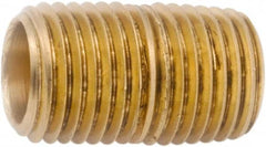 ANDERSON METALS - 1" Long, 3/8" Pipe Threaded Brass Pipe Nipple - NPT Thread, Lead Free Brass - Exact Tooling