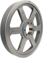 TB Wood's - 4 Groove, 1/2 to 2-1/2 Bore Diam, 14" Outside Diam, QD Bushed V Belt Sheave - 14.00 3V Diam Belt Pitch - Exact Tooling