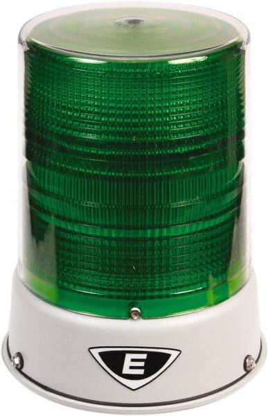 Edwards Signaling - 120 VAC, 4X NEMA Rated, LED, Green, Flashing, Steady Light - 65 Flashes per min, 3/4 Inch Pipe, 6-1/2 Inch Diameter, 8 Inch High, IP66 Ingress Rating, Pipe Mount - Exact Tooling